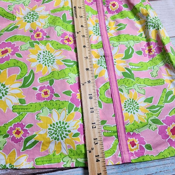Lilly Pulitzer Womens Size 2 Lenore Skort Pink Green Alligator Sunflower - Picture 6 of 7